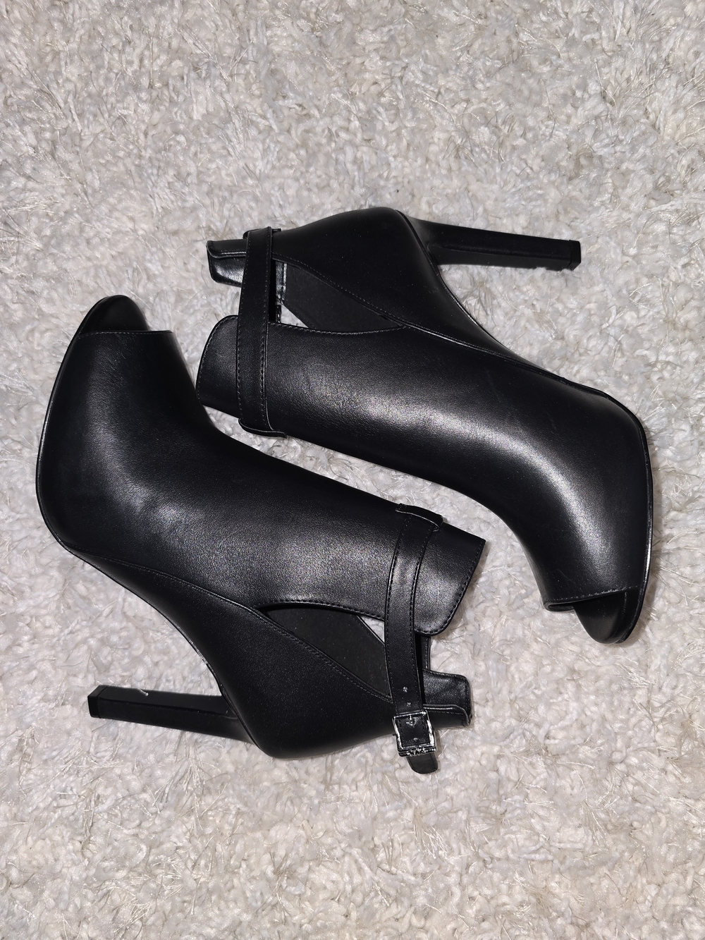 Michael Kors Black Peep-Toe Ankle Booties with Strap
